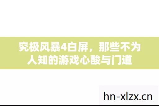 究极风暴4白屏,那些不为人知的游戏心酸与门道 究极风暴4白屏,那些不为人知的游戏心酸与门道