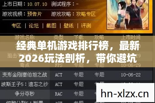 经典单机游戏排行榜,最新2026玩法剖析,带你避坑解惑 经典单机游戏排行榜,最新2026玩法剖析,带你避坑解惑